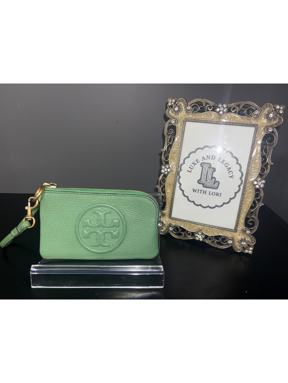 Tory Burch Pebbled Leather Zip Card Case/Wristlet